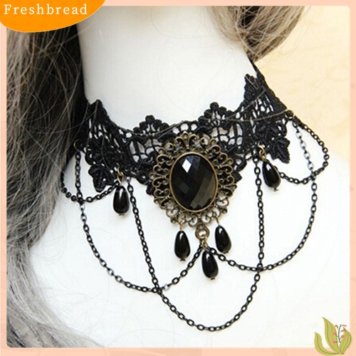 [TERLARIS]Women Retro Gothic Black Chokers Lace Hollow Chain Collar Fashion Necklace