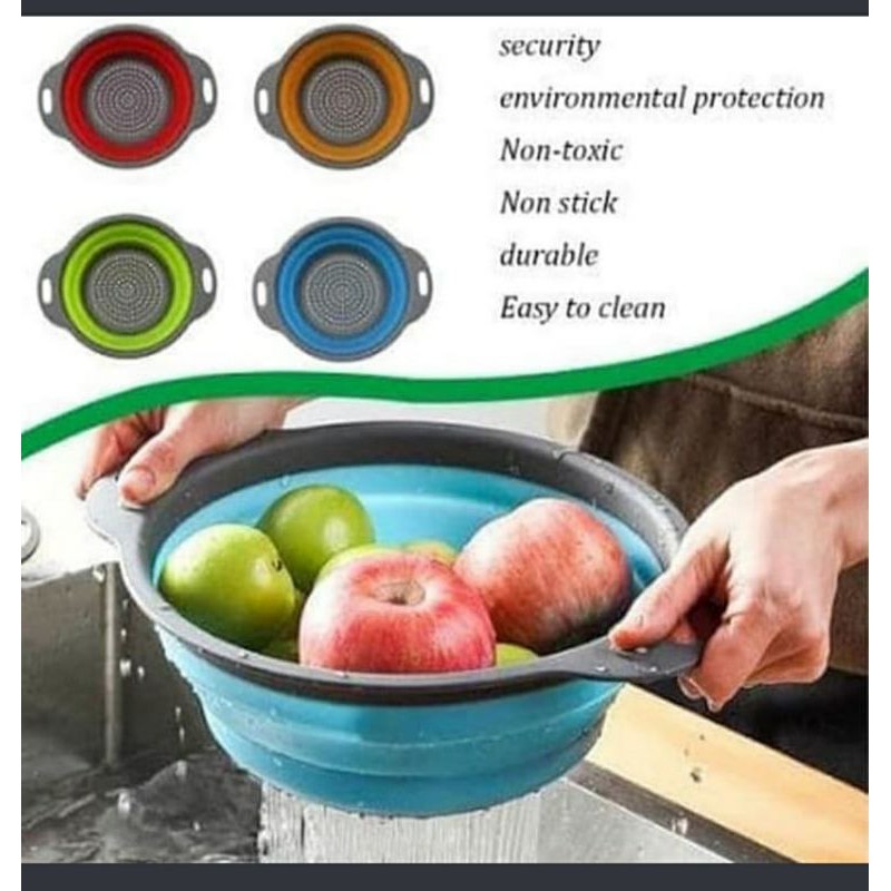 Baskom Lipat Besar Baskom Silikon Tempat Peniris Beras Buah Sayuran