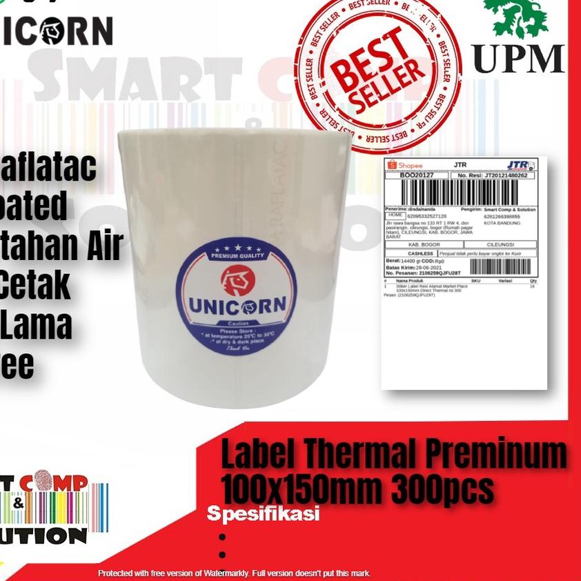 

Diskon✔️Stiker Label Resi Alamat Market Place 100x150mm Direct Thermal Isi 300 TANPA RIBBON resi AWB A6|RA3