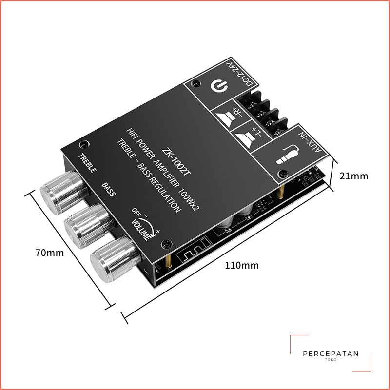 【ZK-1002T】 Bluetooth 5.0  Audio Amplifier 100Wx2 Treble and Bass Adjustment Subwoofer Amplifier Board Channel High Power Audio Stereo Bass AMP