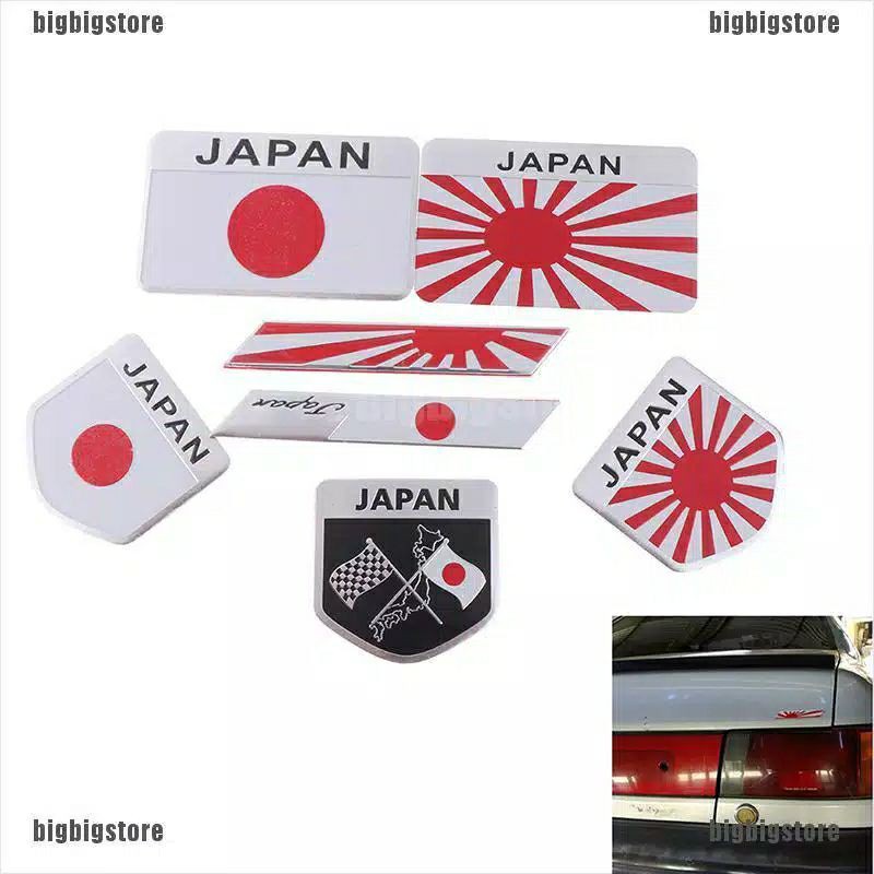 stiker 3D aluminium emblem logo lambang negara bendera jepang italia Inggris dekor mobil motor vespa