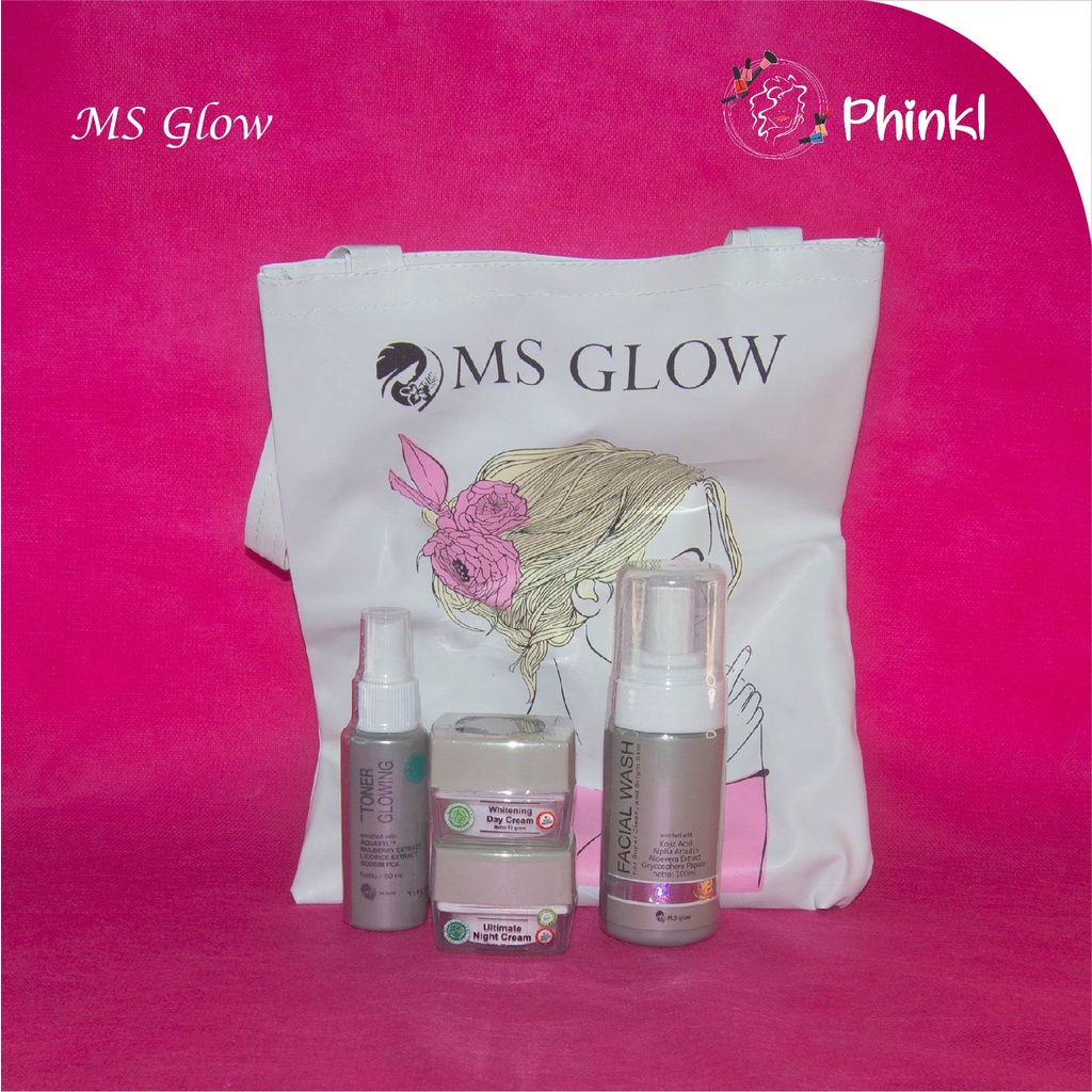 `ღ´ PHINKL `ღ´ (っ◔◡◔)っ ♥ ms glow ♥ Paket Ms Glow sudah dapat tas atau pouch skincare viral (sabun , toner , day , night cream) pemutih wajah