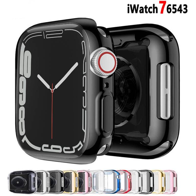 Case Pelindung Layar Bahan Tpu Bumper Ukuran 45mm / 41mm / 40mm 42mm / 38mm Untuk Apple Watch Seri 6 5 4 3 Se 7