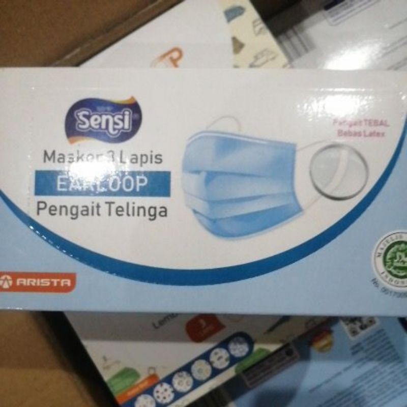 Masker Sensi surgical face mask 3 ply earloop @40 pcs