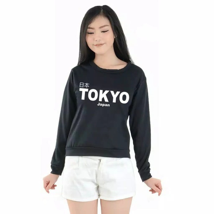 TBI Crop Top Sweater Tokyo Harajuku Kaos Model H&amp;M Baju Style K-Pop Korea