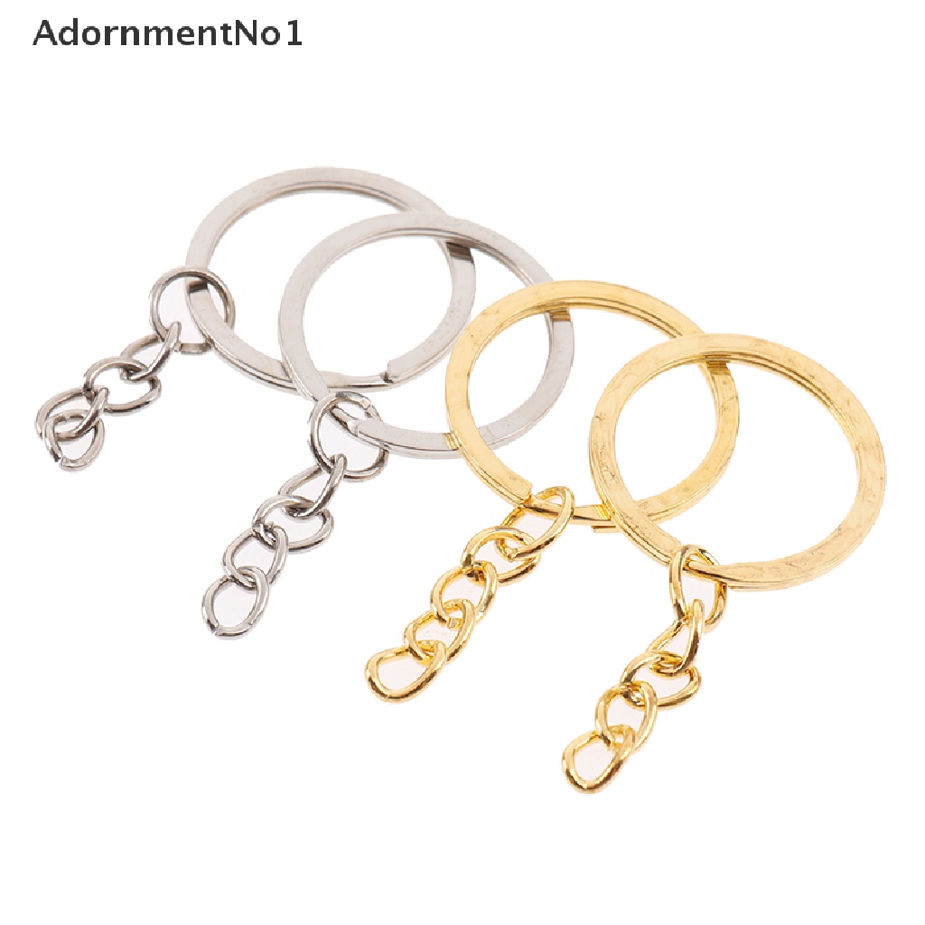 (AdornmentNo1) 20pcs / lot Gantungan Kunci Bulat Panjang 28mm Warna Gold / Silver
