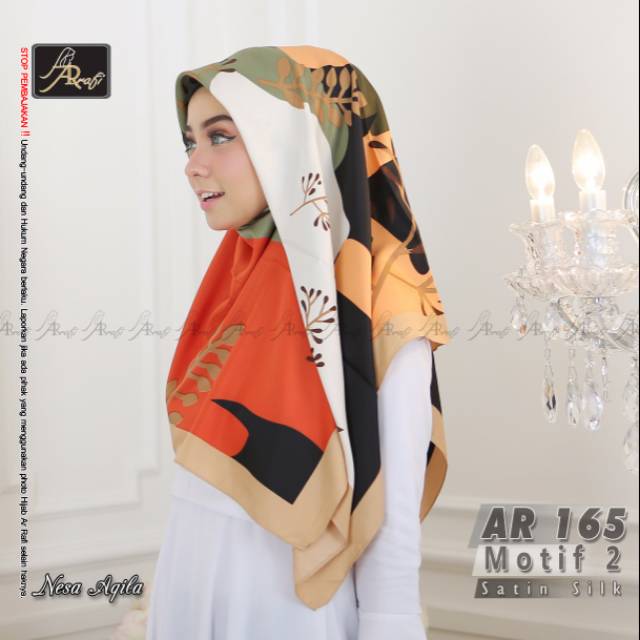 Segi empat arrafi Satin silk AR 165 Motif 2