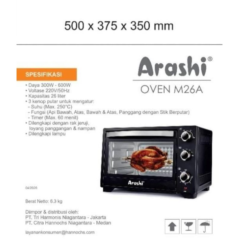 Jual Oven Listrik Liter Oven Arashi M A Kompor Oven Arashi Salimahh Ql Shopee Indonesia