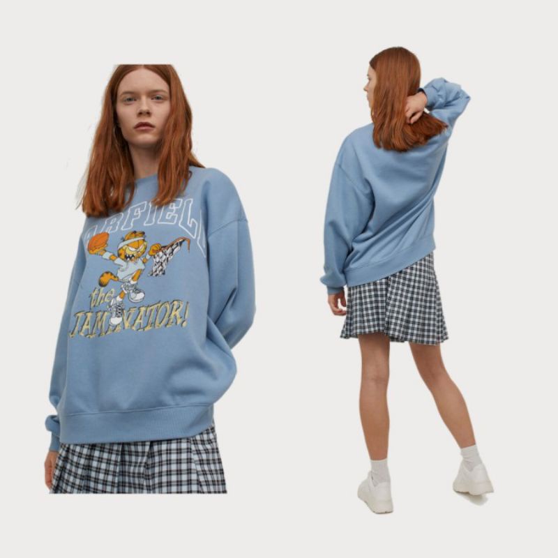 Crewneck H&M Printed Sweatshirt Blue/Garfield "The Jaminator Original Fulltag Complete