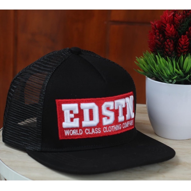 Topi Trucker Baseball Pria Eddostyn Drying Mesh - Hitam