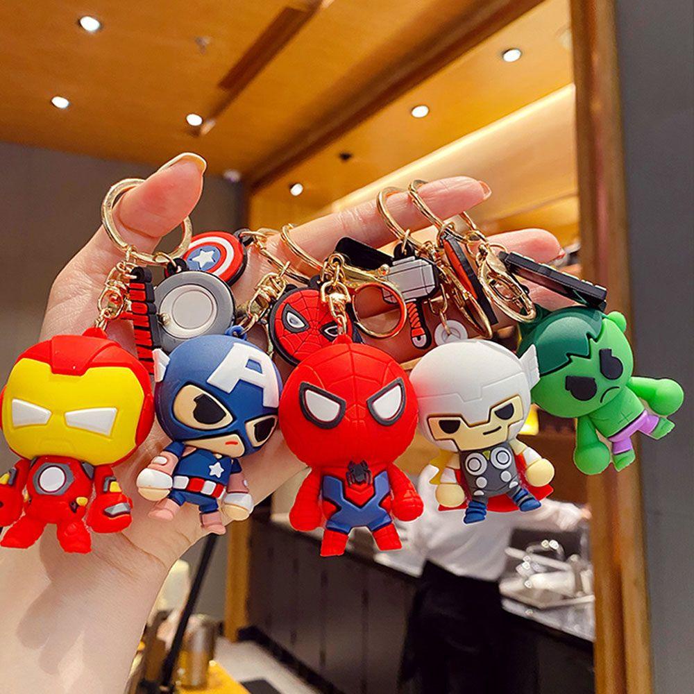 Augustina Marvel's The Avengers Keychain Pendant Perhiasan Iron Man Miniatur Captain America Gantungan Kunci Mobil Key Ring