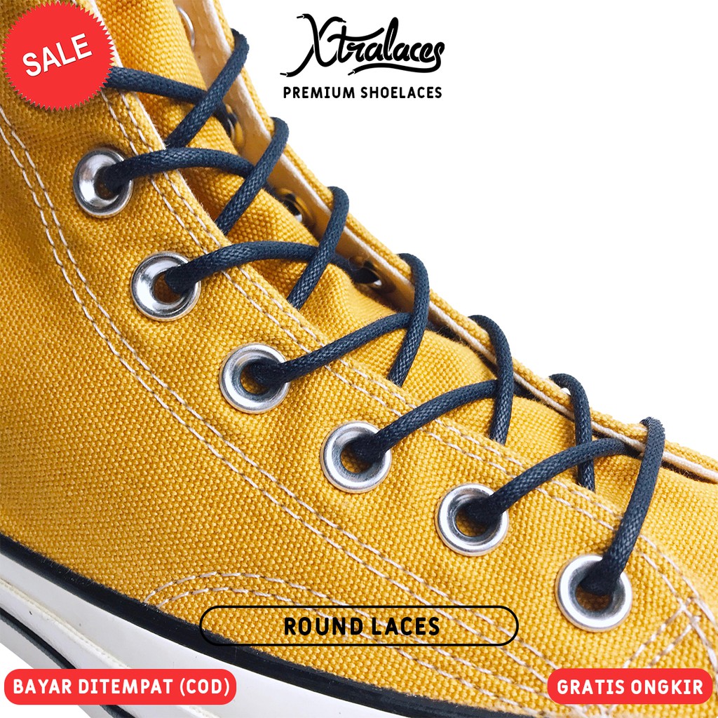 TALI SEPATU LILIN BULAT BIRU NAVY (WAXED LACES)