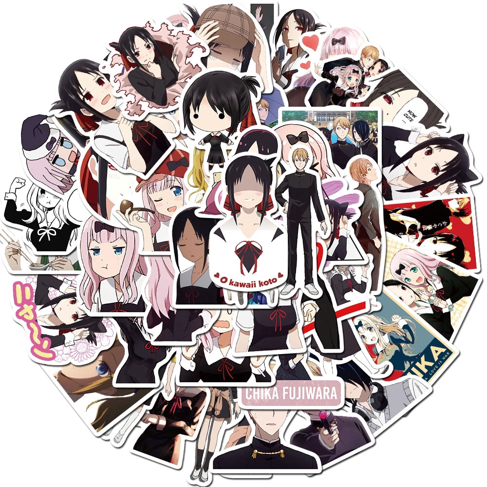 50pcs Pack Anime Kaguya-sama Love Is War Stickers For Fans Skateboard Guitar Motorcycle Laptop Waterproof Sticker Toy Decals