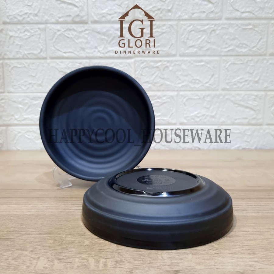 Glori Melamine Piring Dessert 6 inch Korean Jepang Banchan Kimchi Cake Plate G5306 - Hitam Melamin