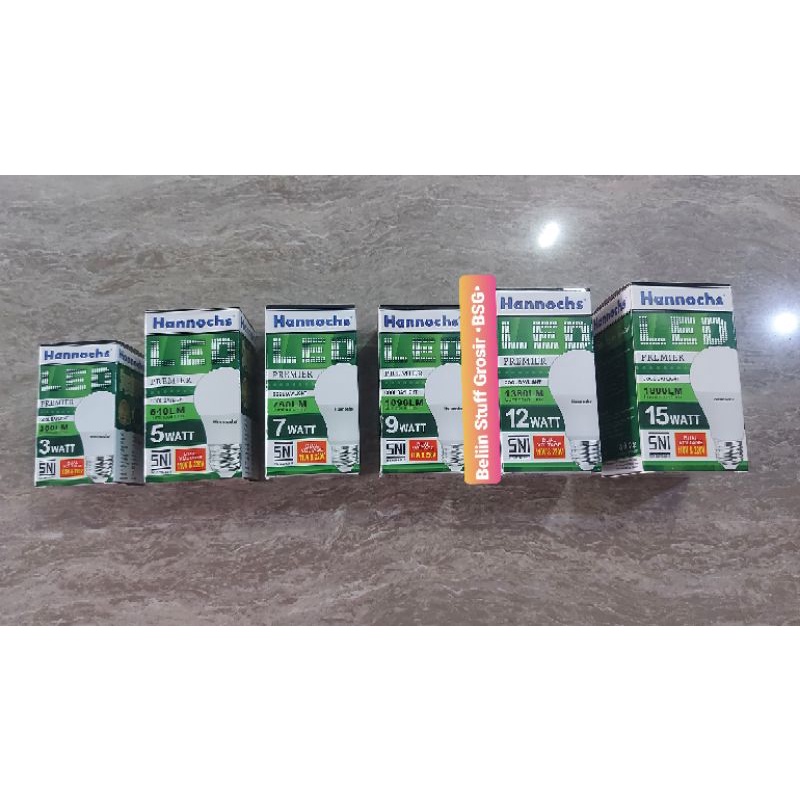 Lampu LED Hannochs PREMIER Hemat Energi 3 Watt, 5 Watt, 7 Watt, 9 Watt,12 Watt,15 Watt-Cahaya Putih