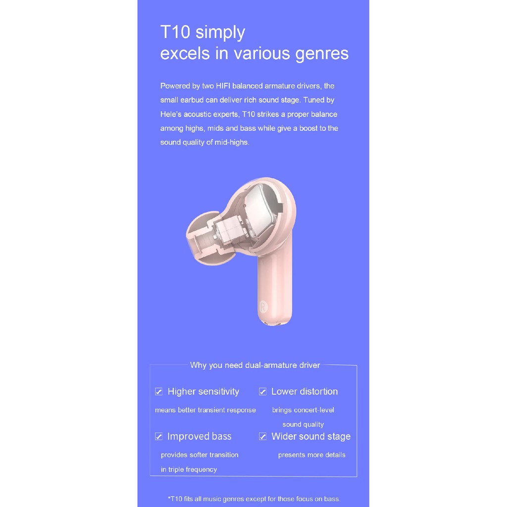 QCY T10 - Wireless Earphone Bluetooth 5.0 TWS with 600mAh Storage Box - Earphpne TWS dari QCY