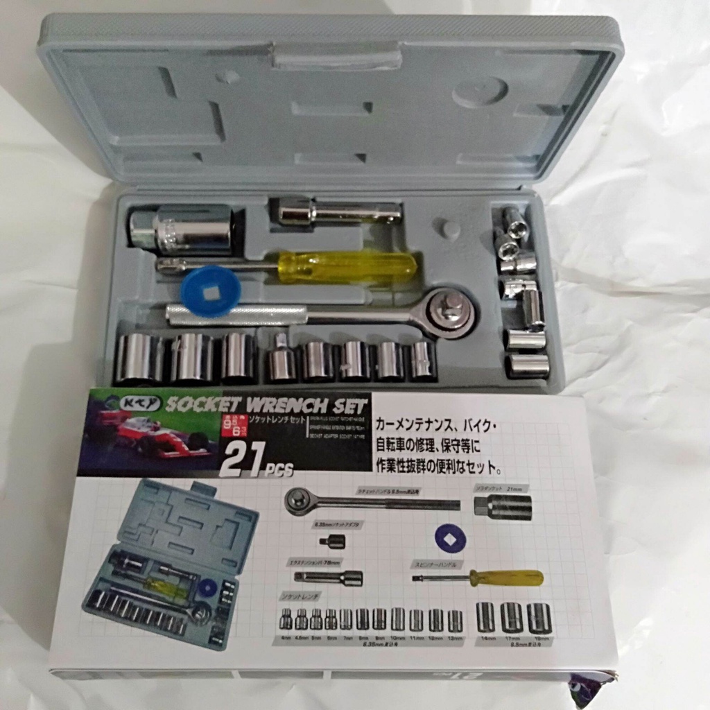 VICTORY KUNCI SOCK SATU SET ISI 21PCS SOCKET WRENCH SET LENGKAP BENGKEL MOBIL MOTOR KUNCI KONCI SOK 