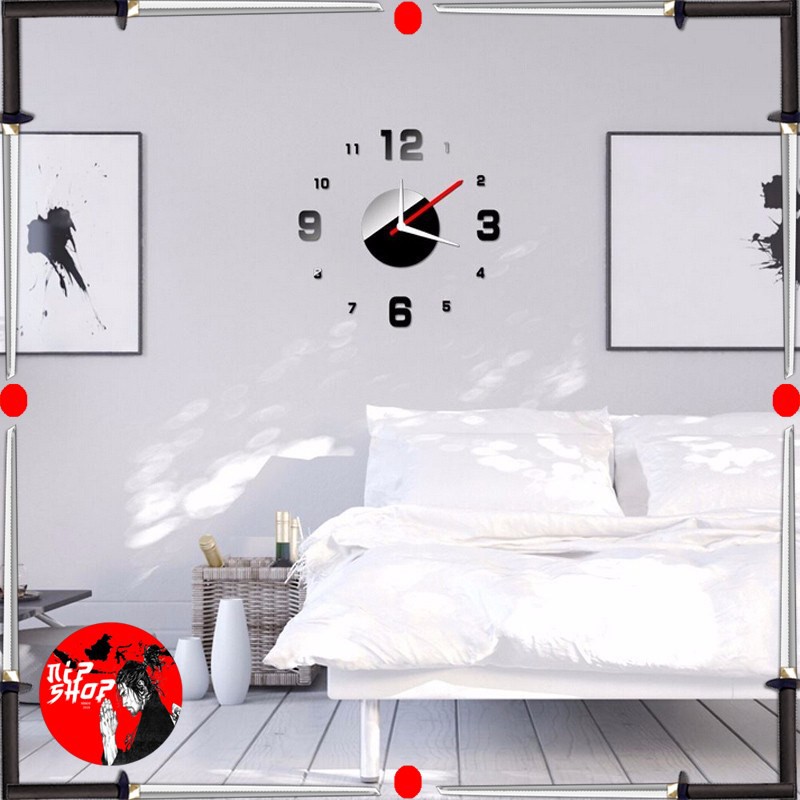 Jam Dinding DIY Giant Wall Clock Quartz Creative Design Arcylic 50-60cm  - Black