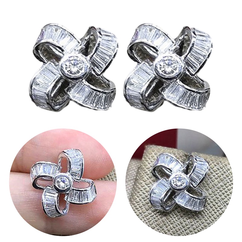 Anting Stud Kristal Cubic Zirconia Bentuk Kincir Angin Untuk Wanita
