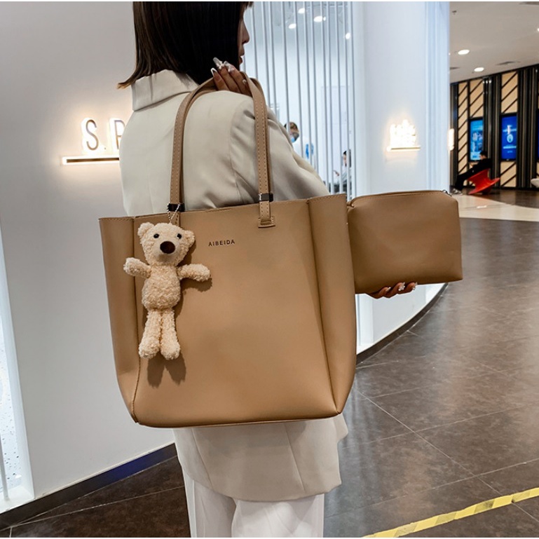 BJ81891 (2IN1) - BEIGE/BLACK/KHAKI - TAS BONEKA WANITA FASHION IMPORT MODIS ELEGAN TERMURAH TERLARIS TERBARU BAGSTORE JAKARTA TAS BATAM GT1891