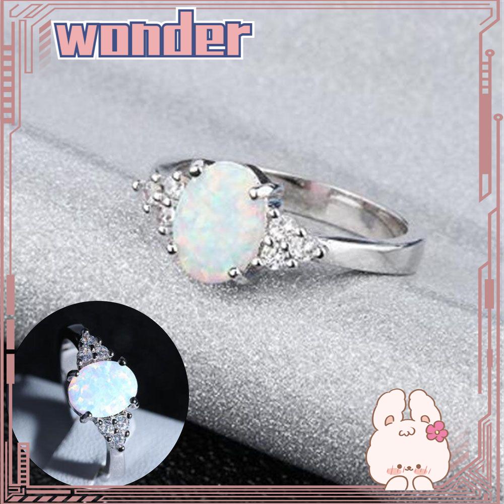 WONDERFUL Hot White Opal Ring Wedding Fashion Crystal Party Jewelry Gift for Women New Trendy Valentine's Day Gift