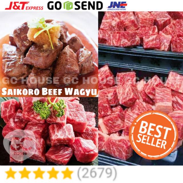 

Daging BBQ SAIKORO Wagyu Beef Premium Meltique Cubes Steak Sapi uk 2cm pack 500gr