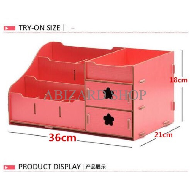 Rak kosmetik bahan kayu Desktop storage UKURAN BESAR 36x21x18 (RKKB)