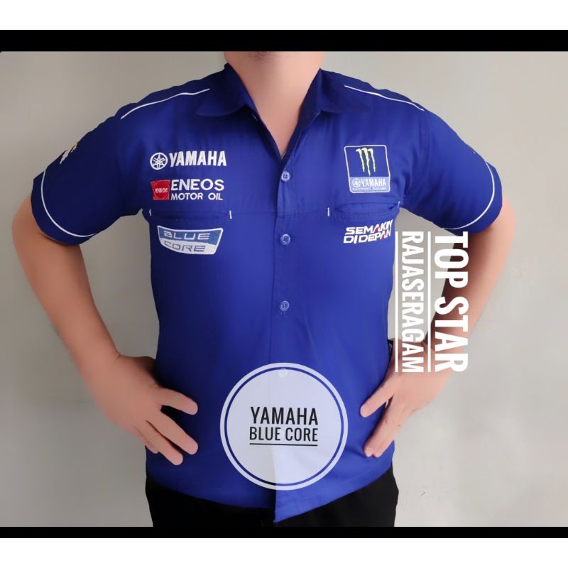 Baju Seragam Otomotif Yamaha Blue Core Moto GP Kemeja Bordir F1