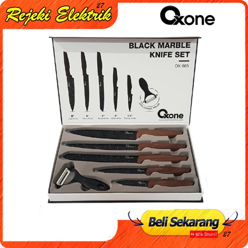 Oxone Set Pisau / Knife Set Black Marble 6 Pcs (OX-605) - Pisau Set