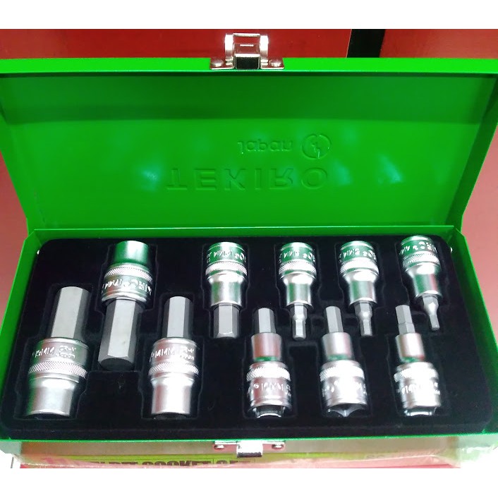 Kunci Shock L Set Tekiro 10 Pcs 1/2 Inch Box Besi Socket Set Shock Sok Sock Shok Set TEKIRO