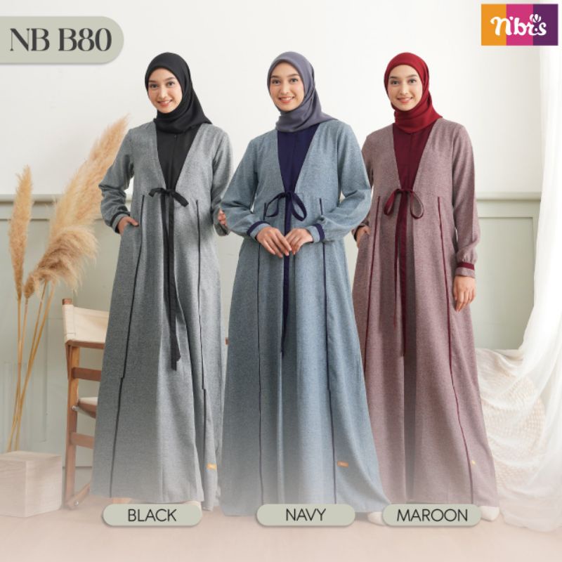 Gamis Original NB B80 Black by Nibras|Gamis Polos|Gamis Casual|Gamis Branded|Gamis Jumbo XXL|Gamis E