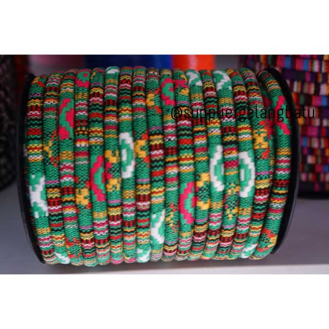 Tali Tenun Tribal songket Pattern / Ethnic Stitched Fabric Cord meter variasi warna kerajinan tangan