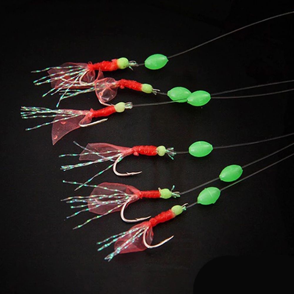 LANFY Fishing Accessories Fishskin Skirt Lure Tackle Rigs Artificial Fishing Lures Fishing String Hooks Fishing Feather Hook Fishing Hook Wire Fishing Hooks Fishing Tackle Fishing Luminous Bead Saltwater Lures Fishing Sabiki Rigs