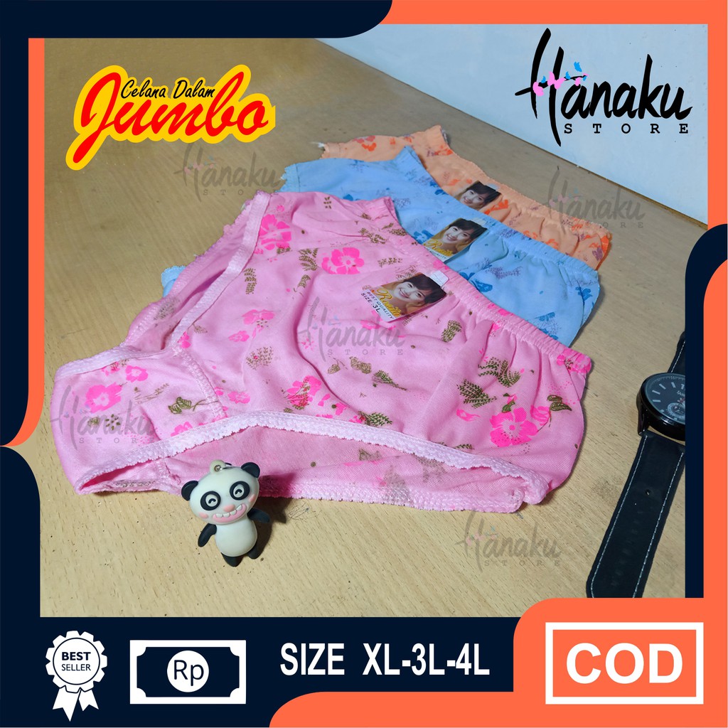 CELANA DALAM WANITA JUMBO / CD WANITA MOTIF BUNGA BAHAN KATUN / SEMPAK WANITA PEREMPUAN XL 3L 4L