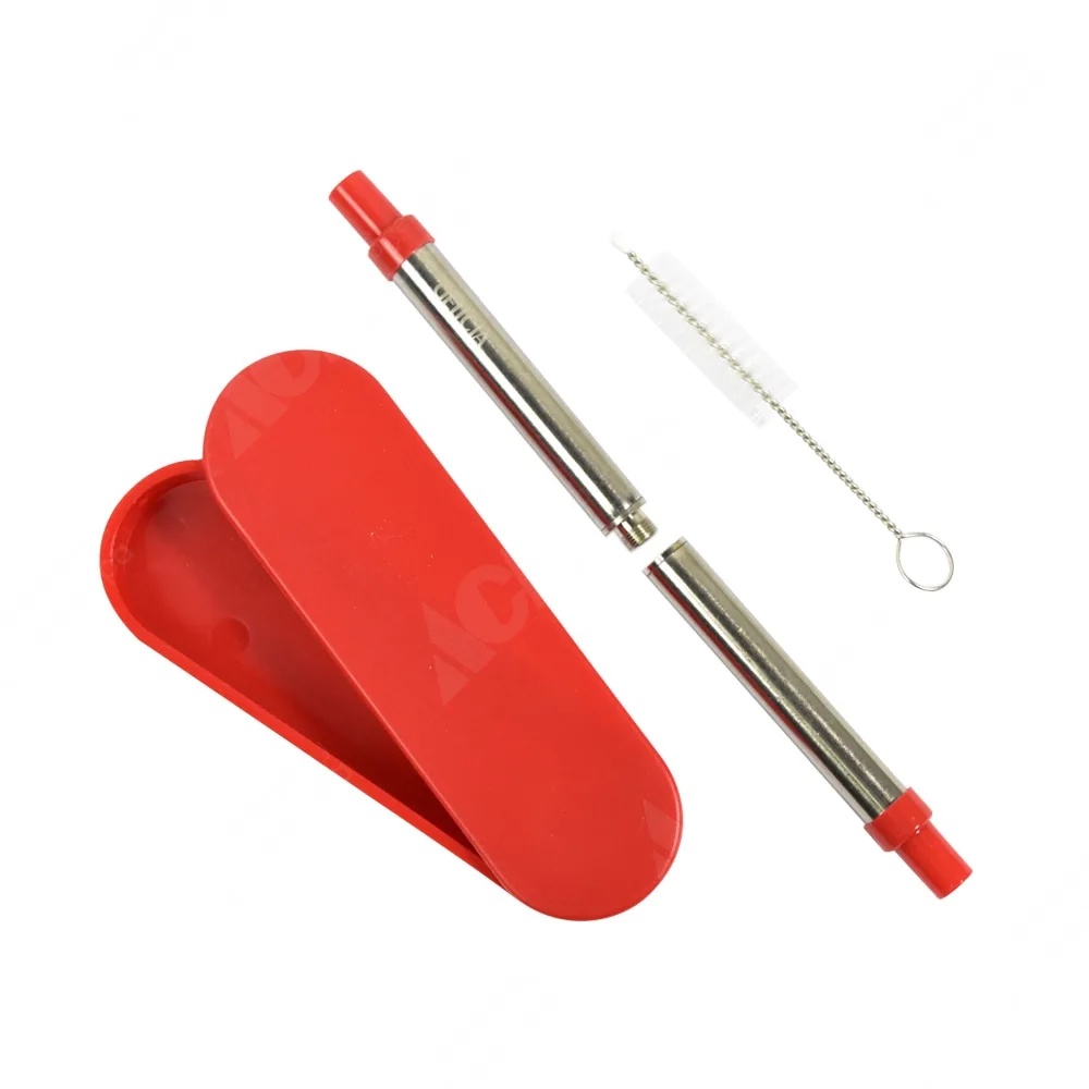 ACE Delicia Set Sedotan Dan Sikat Portable Dengan Wadah - Merah SKU 10362730