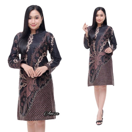 EMHABATIK | Batik Couple Pria Wanita Kemeja modern kasual Tunik adem halus-T MURAI HITAM