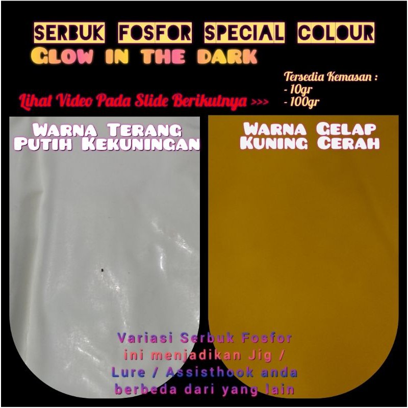 Bubuk Serbuk Fosfor Glow In The Dark Special Colour Kuning Lure Metaljig Assisthook Sablon