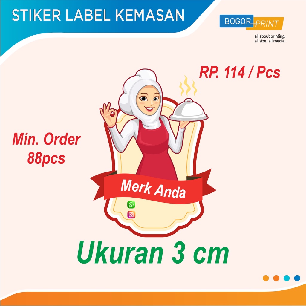 

Stiker Label Kemasan / 3cm / Sticker / Kisscut / Cutting / Custom