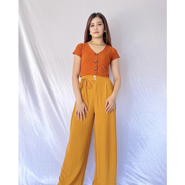 TOP CROP DARA RIB BUTTON / ATASAN WANITA / BAJU WANITA