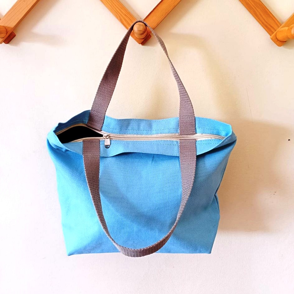 HANDBAG TAS JINJING KANVAS POLOS WARNA BIRU BENHUR TAS WANITA KANVAS RIENS COLLECTIONS