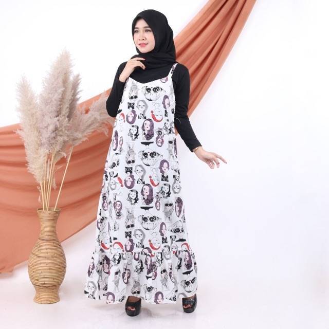 FLORAL RUFFLE OVERALL - Overall Slip Dress Rempel Motif Bunga