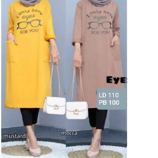 ✿ JF Tunik Kaos Babyterry Jumbo Wanita Muslimah Terbaru Jumbo EYES ➷