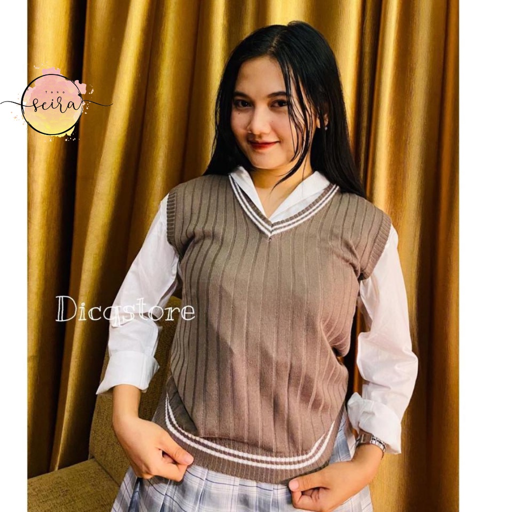 [BISA COD] Vest Rompi Polet Knit Korea / Vest Knit Stripe Polet