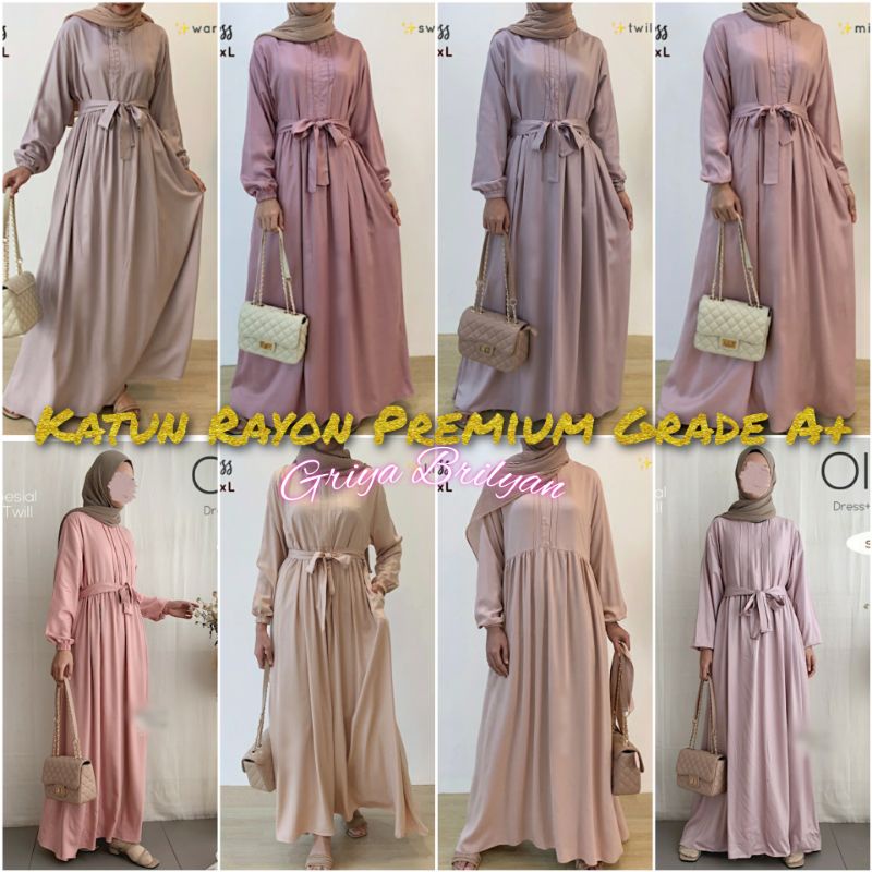 Olive Dress Katun Rayon Premium Grade A+ Tebal