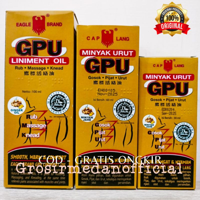 COD - GPU MINYAK URUT CAP LANG - GOSOK PIJAT URUT - LICIN HANGAT NYAMAN SEREH PALA JAHE