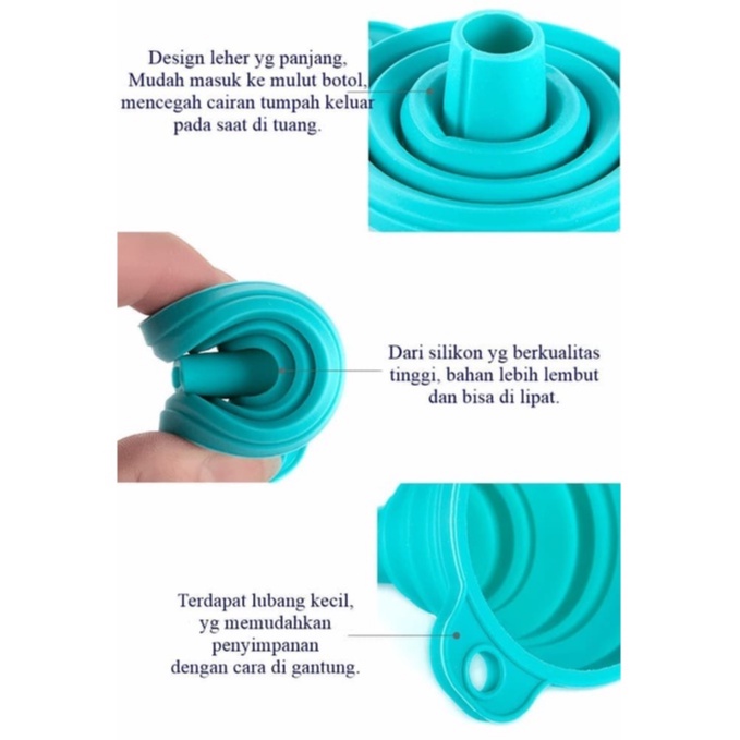 Corong Air Silicone Minyak Flexible Lipat Portable Silikon Warna Warni