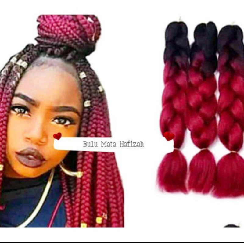 Rambut Sambung | Rambut Palsu | Extension Kepang Ombre 2 Warna