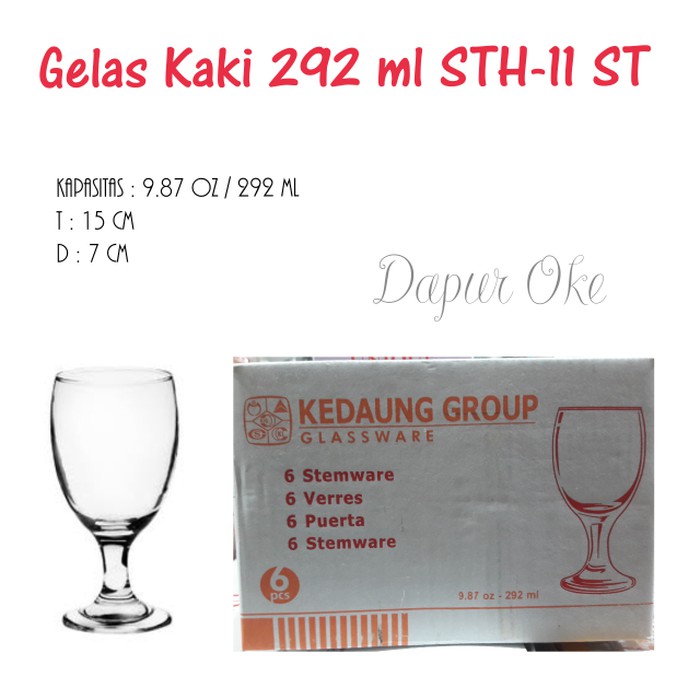 Kedaung Gelas Kaki Kaca Sth 11 St 6 Pcs Gelas Tamu