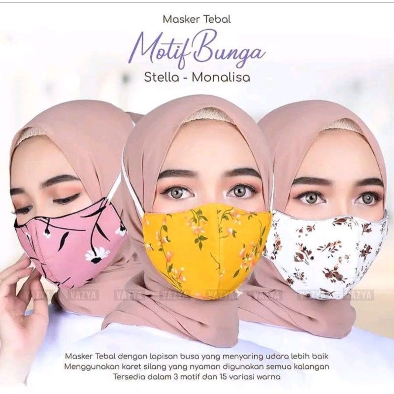 MASKER KAIN MOTIF BUNGA