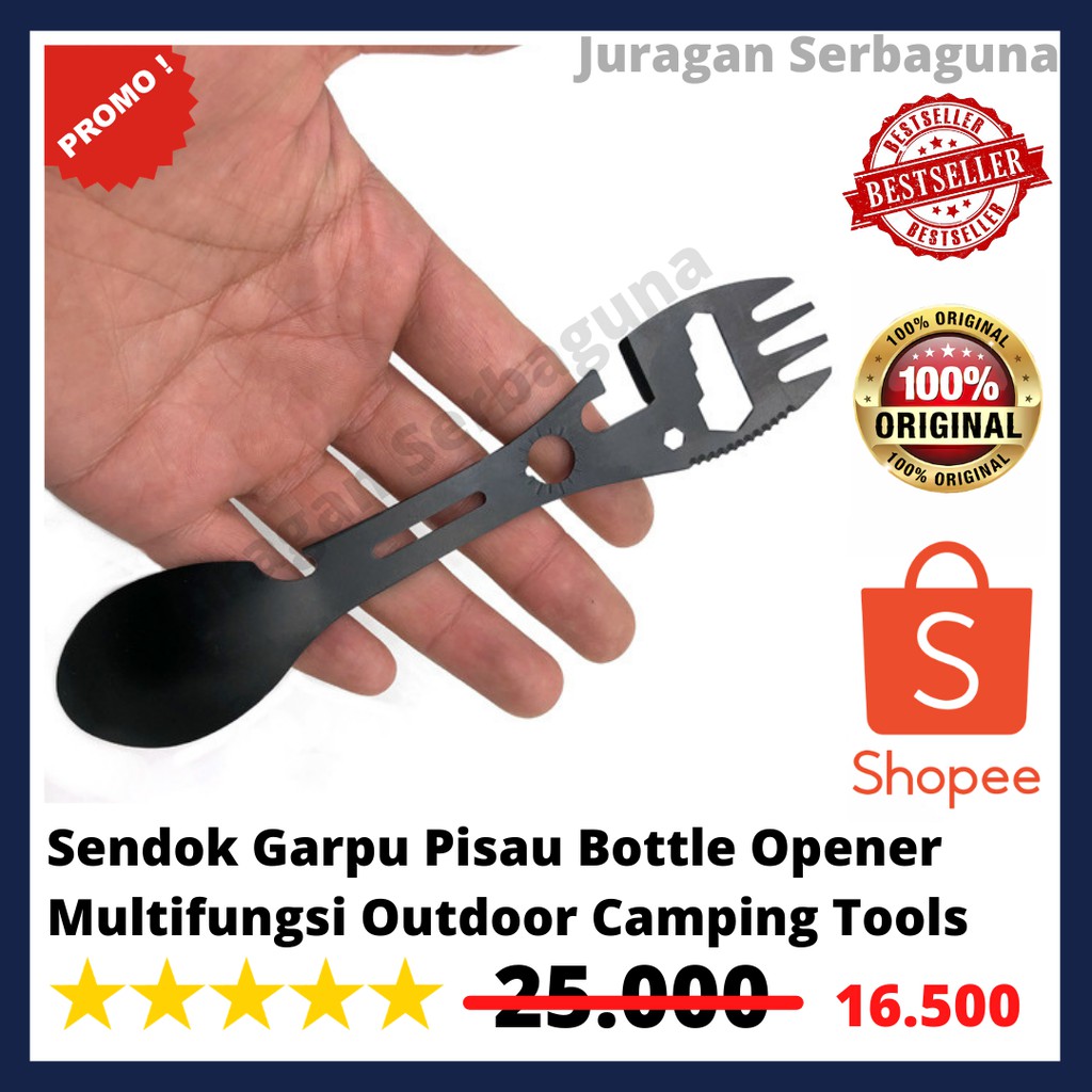 Sendok Garpu Pisau Bottle Opener Multifungsi Outdoor Camping Tools